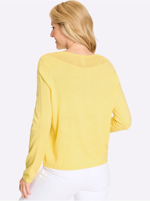 Pull à manches longues avec encolure en U et finitions côtelées - Taille standard - Moda Vilona - Kiabi