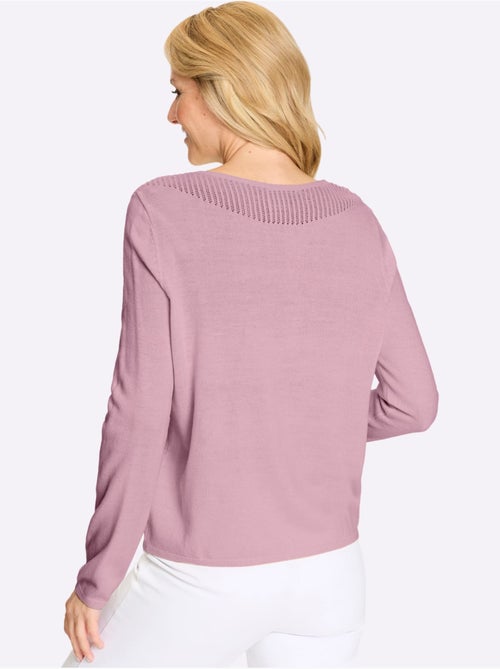 Pull à manches longues avec encolure en U et motif ajouré - Taille standard - Moda Vilona - Kiabi