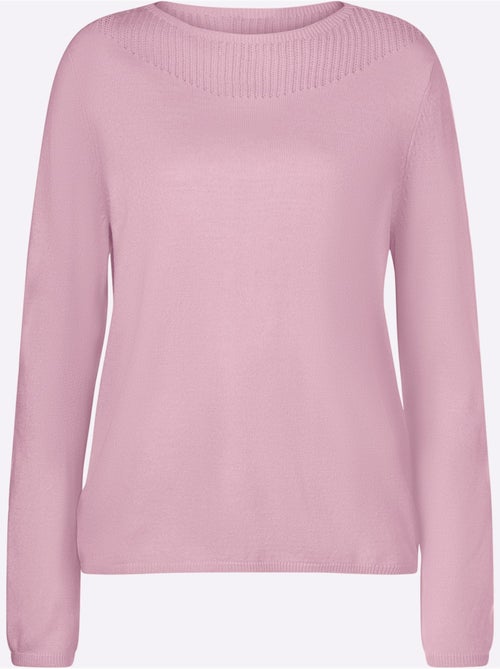 Pull à manches longues avec encolure en U et motif ajouré - Taille standard - Moda Vilona - Kiabi