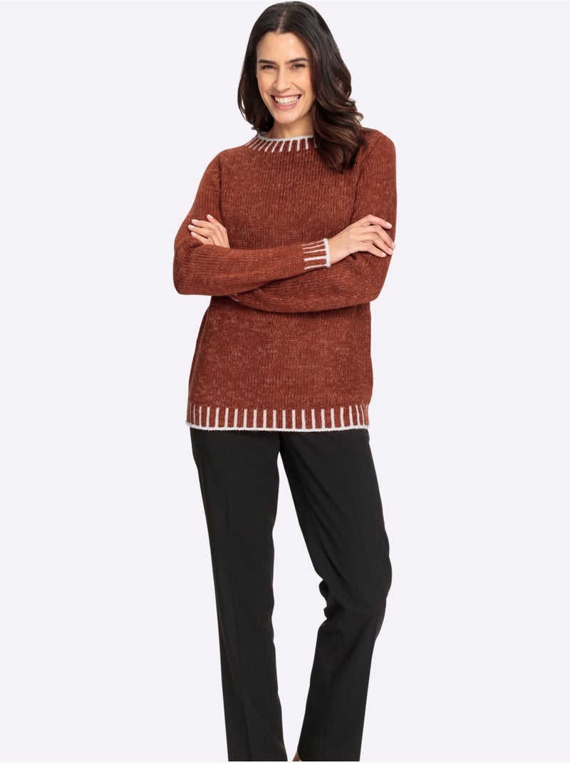Pull à Manches Longues Avec Laine - Taille Standard - Witt Blanc Rouge - Kiabi