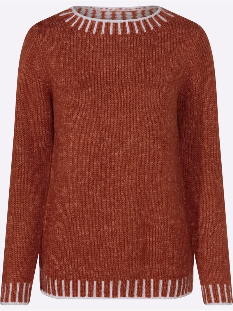 Pull à Manches Longues Avec Laine - Taille Standard - Witt Blanc Rouge - Kiabi