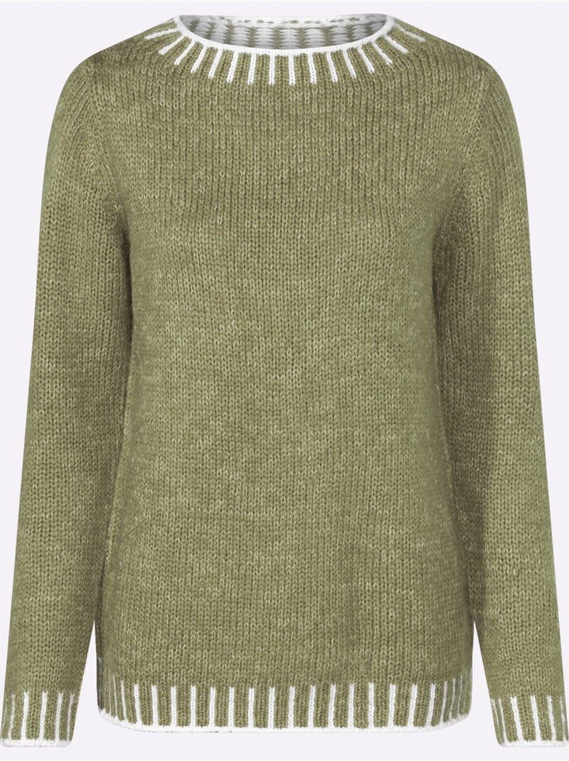 Pull à Manches Longues Avec Laine - Taille Standard - Witt Vert clair - Kiabi