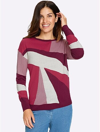 Pull à Manches Longues Tricot Intarsia De Qualité - Taille Standard - Moda Vilona