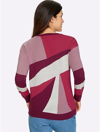 Pull à Manches Longues Tricot Intarsia De Qualité - Taille Standard - Moda Vilona