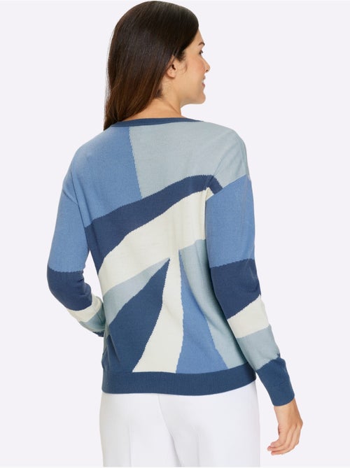 Pull à manches longues avec motif jacquard et finitions côtelées - Taille standard - Moda Vilona - Kiabi