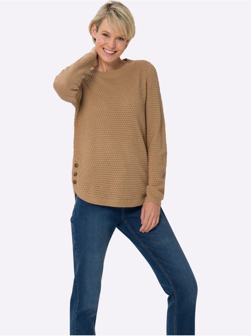 Pull à manches longues avec motif tricoté et ourlet arrondi - Taille standard - Moda Vilona - Kiabi Pull à manches longues avec motif tricoté et ourlet arrondi - Taille standard - Moda Vilona - Kiabi