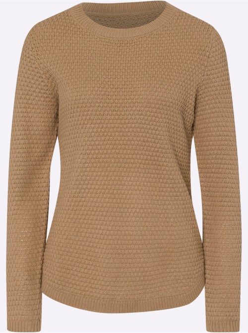 Pull à manches longues avec motif tricoté et ourlet arrondi - Taille standard - Moda Vilona - Kiabi Pull à manches longues avec motif tricoté et ourlet arrondi - Taille standard - Moda Vilona - Kiabi