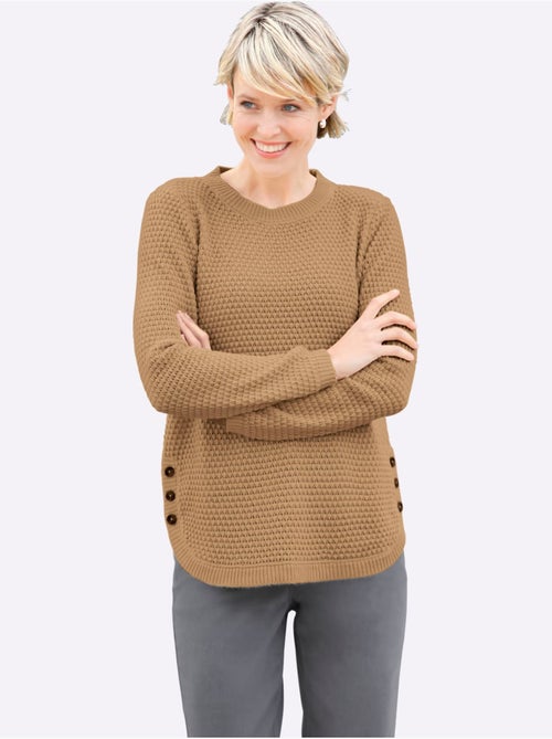 Pull à manches longues avec motif tricoté et ourlet arrondi - Taille standard - Moda Vilona - Kiabi Pull à manches longues avec motif tricoté et ourlet arrondi - Taille standard - Moda Vilona - Kiabi