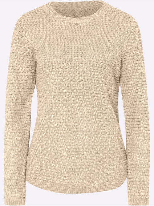 Pull à manches longues avec motif tricoté et ourlet arrondi - Taille standard - Moda Vilona - Kiabi Pull à manches longues avec motif tricoté et ourlet arrondi - Taille standard - Moda Vilona - Kiabi