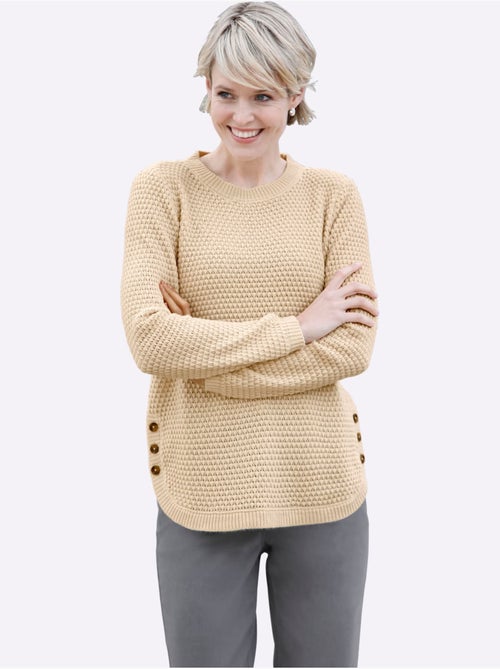 Pull à manches longues avec motif tricoté et ourlet arrondi - Taille standard - Moda Vilona - Kiabi Pull à manches longues avec motif tricoté et ourlet arrondi - Taille standard - Moda Vilona - Kiabi