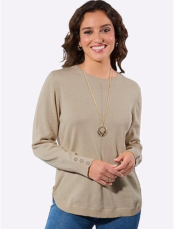 Pull à manches longues avec nervures au devant et boutons décoratifs - taille standard - witt