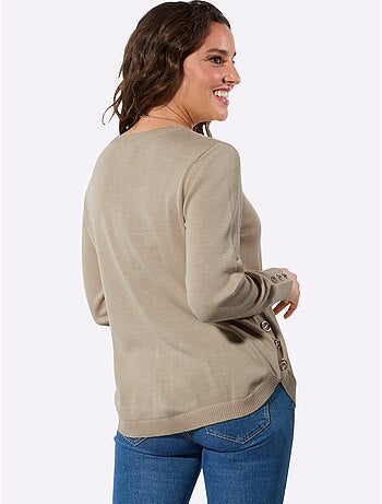 Pull à manches longues avec nervures au devant et boutons décoratifs - taille standard - witt