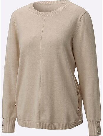 Pull à manches longues avec nervures au devant et boutons décoratifs - taille standard - witt