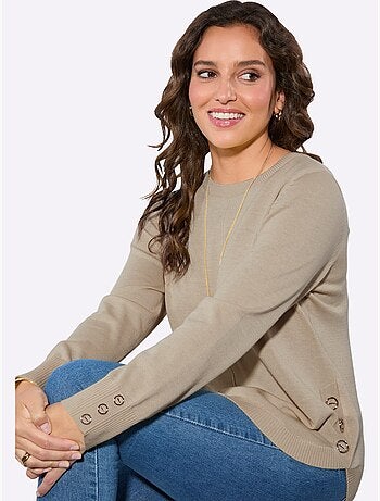 Pull à manches longues avec nervures au devant et boutons décoratifs - taille standard - witt