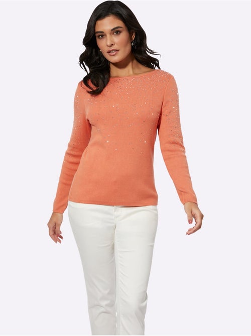 Pull à manches longues avec viscose ECOVERO et pierres brillantes - Taille standard - Helline - Kiabi Pull à manches longues avec viscose ECOVERO et pierres brillantes - Taille standard - Helline - Kiabi