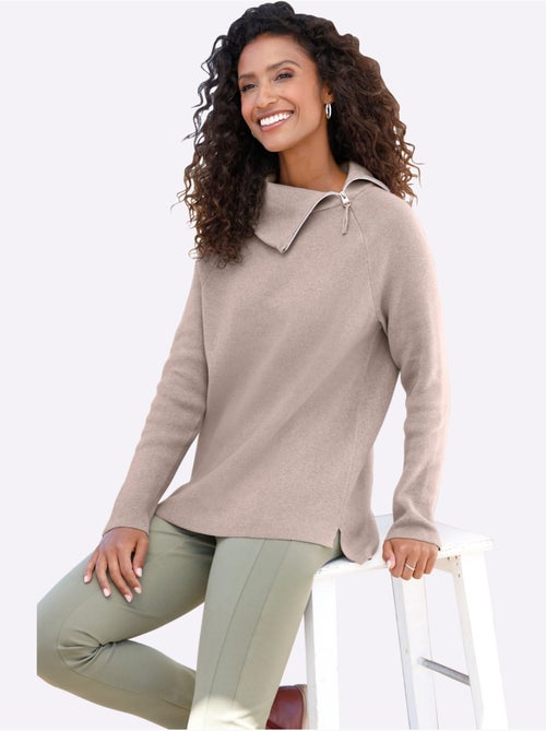 Pull à Manches Longues Col à Revers Avec Glissière - Taille Standard - Helline - Kiabi Pull à Manches Longues Col à Revers Avec Glissière - Taille Standard - Helline - Kiabi