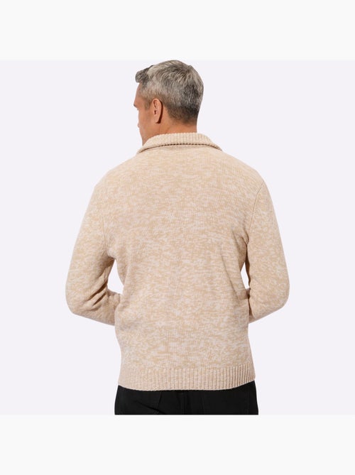 Pull à manches longues col à revers avec glissière - taille standard - moda vilona - Kiabi
