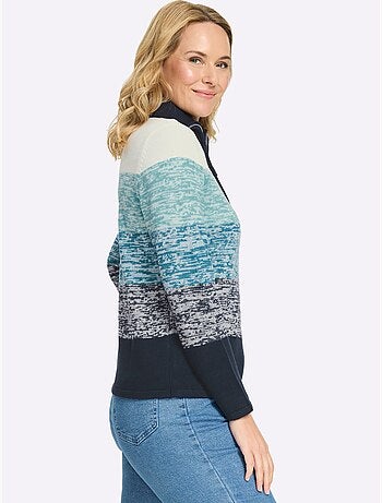 Pull à manches longues col à revers avec glissière - taille standard - moda vilona