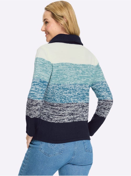 Pull à manches longues col à revers avec glissière - taille standard - moda vilona - Kiabi Pull à manches longues col à revers avec glissière - taille standard - moda vilona - Kiabi