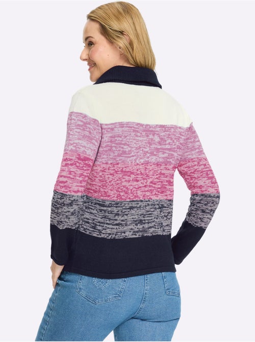 Pull à Manches Longues Col à Revers Avec Glissière - Taille Standard - Moda Vilona - Kiabi