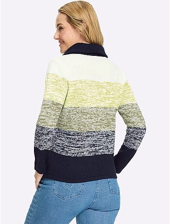 Pull à Manches Longues Col à Revers Avec Glissière - Taille Standard - Moda Vilona