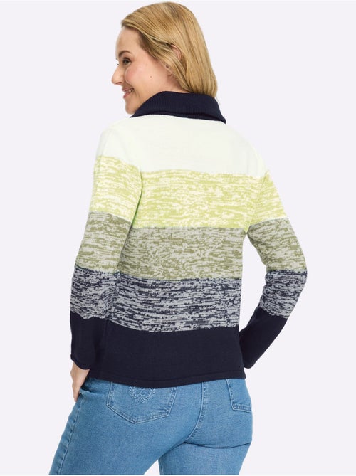 Pull à Manches Longues Col à Revers Avec Glissière - Taille Standard - Moda Vilona - Kiabi