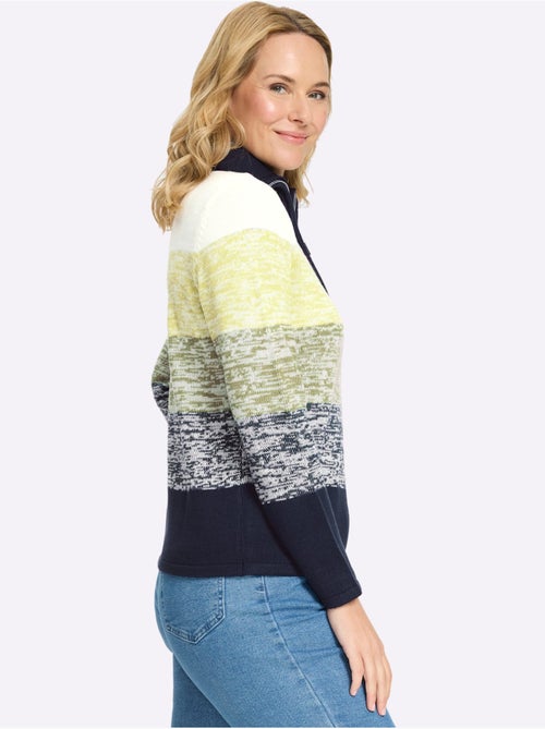 Pull à Manches Longues Col à Revers Avec Glissière - Taille Standard - Moda Vilona - Kiabi