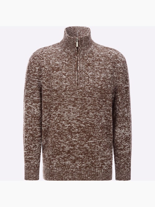 Pull à manches longues col à revers avec glissière - taille standard - moda vilona - Kiabi
