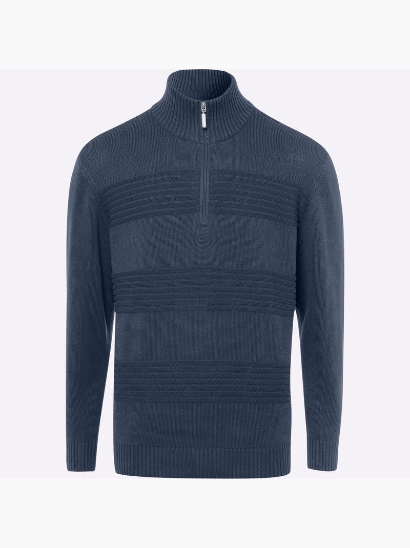 Pull à manches longues col à revers élégant - taille standard - moda vilona Bleu gris - Kiabi