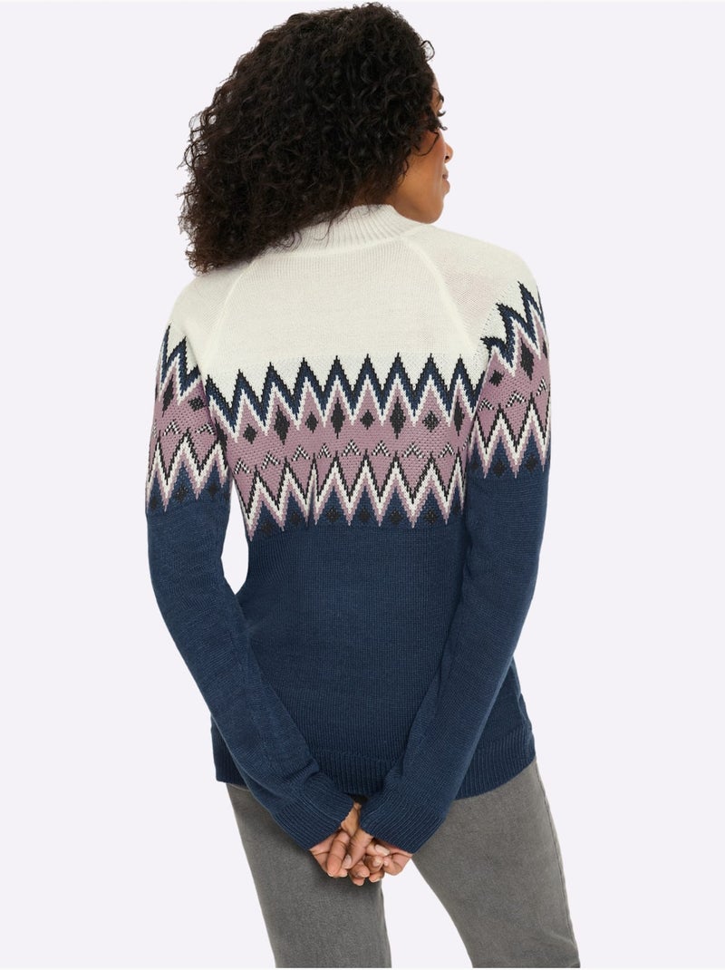Pull à Manches Longues Col Montant Chaud - Taille Standard - Moda Vilona Bleu Violet - Kiabi
