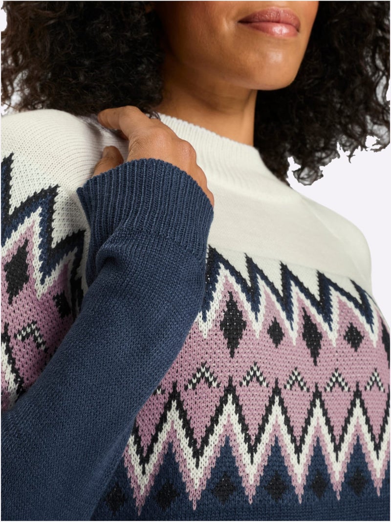 Pull à Manches Longues Col Montant Chaud - Taille Standard - Moda Vilona Bleu Violet - Kiabi