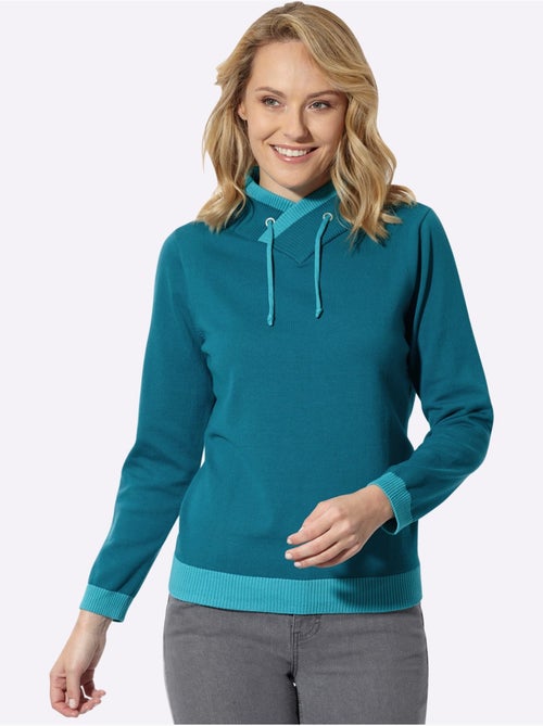 Pull à manches longues col montant chevauchant - taille standard - moda vilona - Kiabi