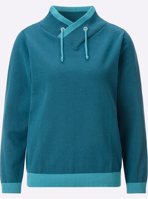 Pull à manches longues col montant chevauchant - taille standard - moda vilona - Kiabi