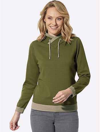 Pull à manches longues col montant chevauchant - taille standard - moda vilona
