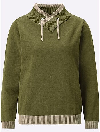 Pull à manches longues col montant chevauchant - taille standard - moda vilona
