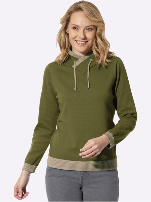 Pull à manches longues col montant chevauchant - taille standard - moda vilona - Kiabi