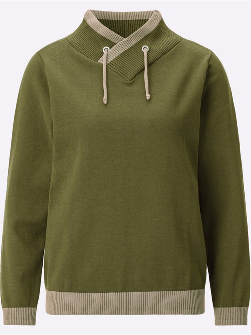 Pull à manches longues col montant chevauchant - taille standard - moda vilona - Kiabi