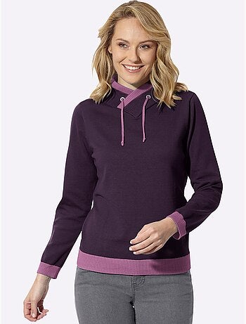 Pull à manches longues col montant chevauchant - taille standard - moda vilona