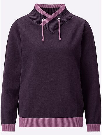 Pull à manches longues col montant chevauchant - taille standard - moda vilona