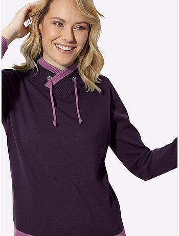 Pull à manches longues col montant chevauchant - taille standard - moda vilona