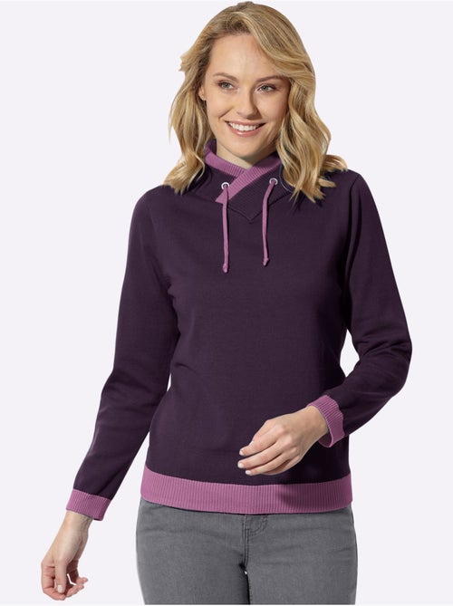 Pull à manches longues col montant chevauchant - taille standard - moda vilona - Kiabi