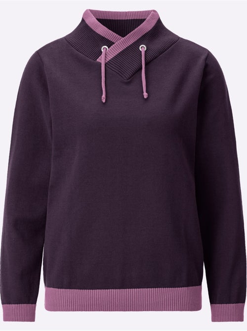 Pull à manches longues col montant chevauchant - taille standard - moda vilona - Kiabi