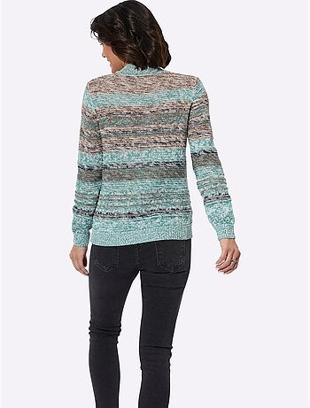 Pull à manches longues col montant côtelé et fils chinés - taille standard - witt