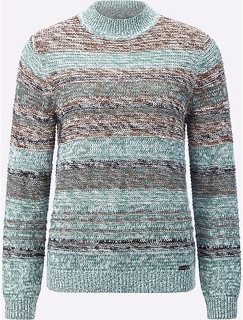 Pull à manches longues col montant côtelé et fils chinés - taille standard - witt