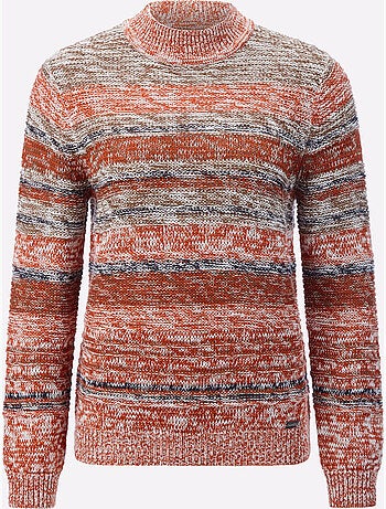 Pull à manches longues col montant côtelé et fils chinés - taille standard - witt