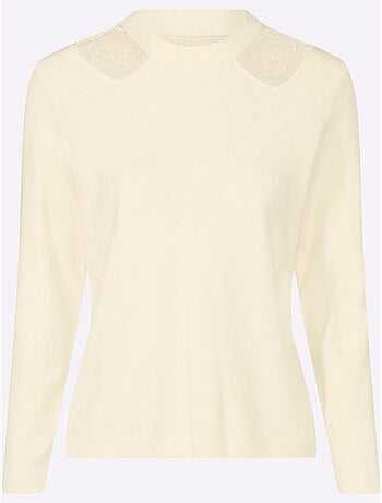 Pull à Manches Longues Découpe Raffinée à L'encolure - Taille Standard - Helline