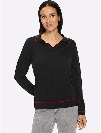 Pull à manches longues détails contrastés - taille standard - helline