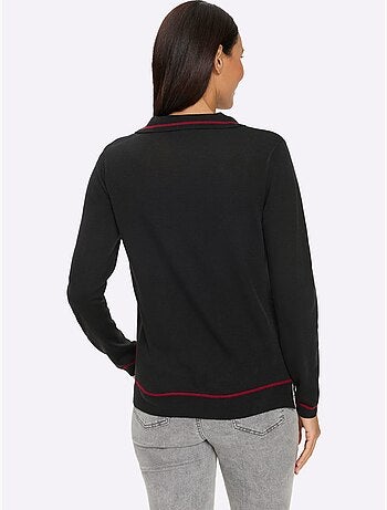 Pull à manches longues détails contrastés - taille standard - helline