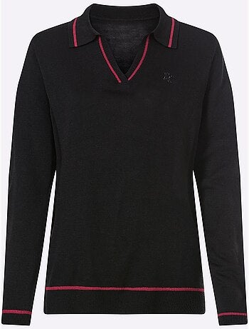 Pull à manches longues détails contrastés - taille standard - helline