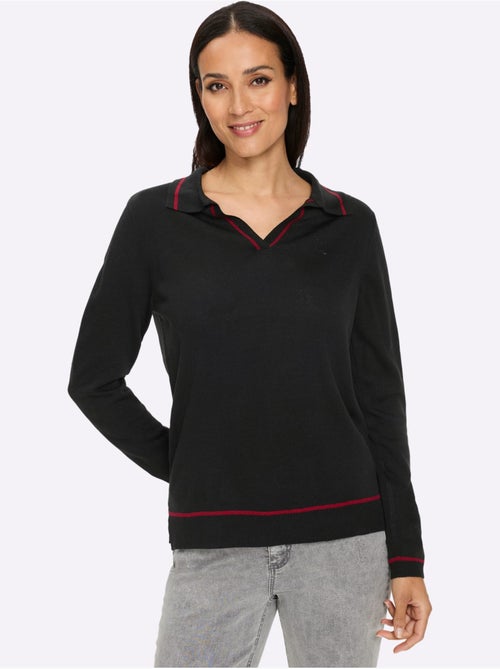 Pull à manches longues détails contrastés - taille standard - helline - Kiabi Pull à manches longues détails contrastés - taille standard - helline - Kiabi